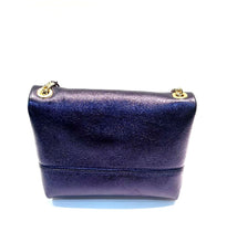Load image into Gallery viewer, Back view of Blue metallic bag
