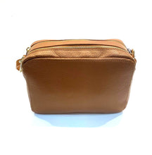 Load image into Gallery viewer, back view of tan leather bag
