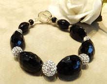 Load image into Gallery viewer, black onyx and crytsal bracelet
