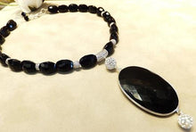 Load image into Gallery viewer, black onyx necklace with crystal
