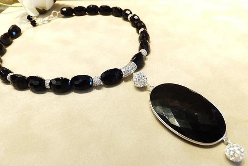 black onyx necklace with crystal