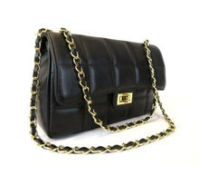 Load image into Gallery viewer, Italian leather quilted handbag in black

