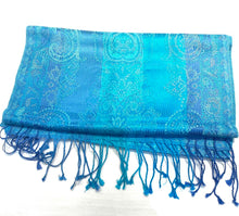 Load image into Gallery viewer, Turquoise silk print scarf
