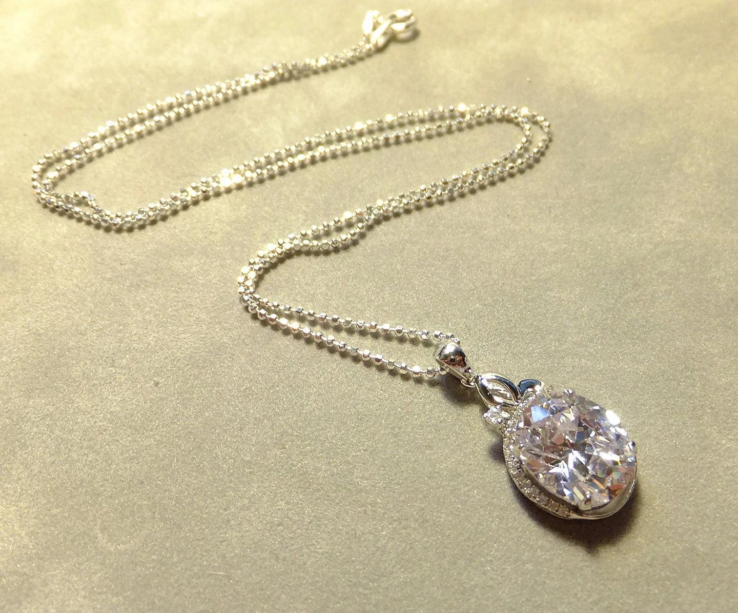 Cubic zirconia necklace in sterling silver