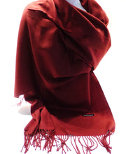 Load image into Gallery viewer, Ladies large red cashmere scarf
