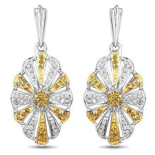 Load image into Gallery viewer, Yellow and white diamond earrings
