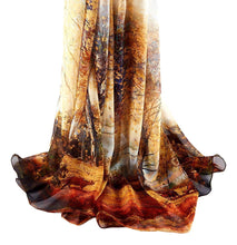 Load image into Gallery viewer, Wide Silk Chiffon taupe scarf
