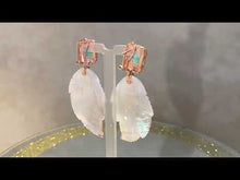Load and play video in Gallery viewer, Video of mother of pearl and tourmaline earrings
