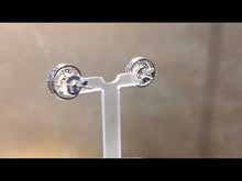 Load and play video in Gallery viewer, Natural White Pearl Stud Earring with White Topaz Gemstones

