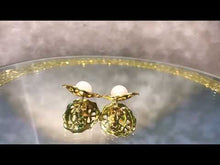 Load and play video in Gallery viewer, Natural White Pearl Earrings in Gold
