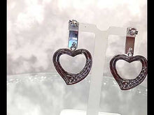 Load and play video in Gallery viewer, Heart Sterling Silver Drop Earrings
