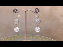 Load and play video in Gallery viewer, White mother of pearl and crystal drop earrings
