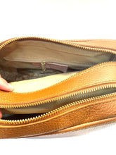 Load image into Gallery viewer, Inside view of tan leather bag
