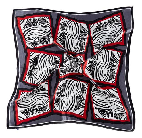 Red and Black Zebra Print silk scarf