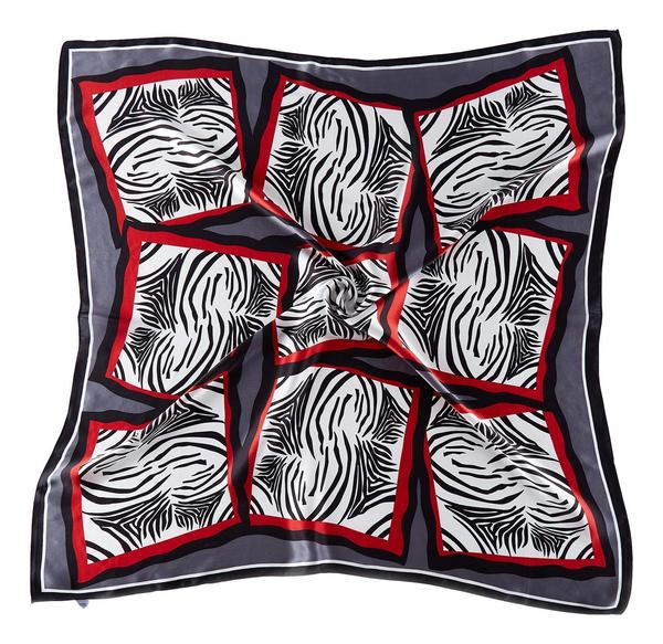 Red and Black Zebra Print silk scarf