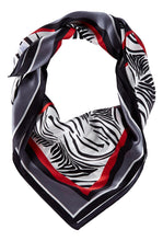 Load image into Gallery viewer, Black and red zebra print silk scarf
