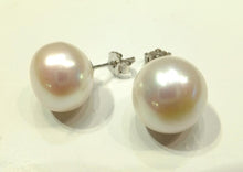 Load image into Gallery viewer, Large 12.5 mm Freshwater White Pearl Stud Earrings
