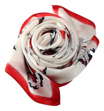 Load image into Gallery viewer, Red and white silk scarf
