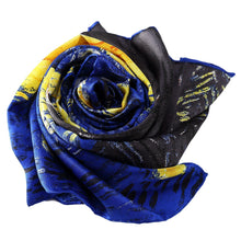 Load image into Gallery viewer, Van Gogh  print Navy silk scarf
