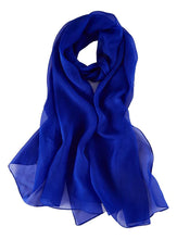 Load image into Gallery viewer, Blue silk scarf 
