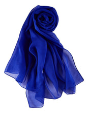 Load image into Gallery viewer, Blue solid silk scarf 
