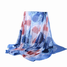 Load image into Gallery viewer, Long Blue and Red print scarf
