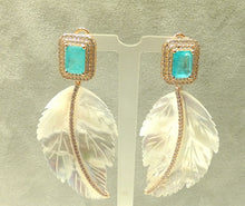 Load image into Gallery viewer, rose gold and mother of pearl earrings
