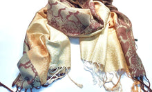 Load image into Gallery viewer, Peach and brown long scarf
