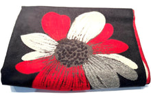 Load image into Gallery viewer, Red and black flower print cashmere scarf 
