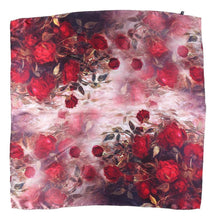 Load image into Gallery viewer, Red rose print silk square scarf 
