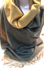 Load image into Gallery viewer, Revisable Solid Grey and Camel Color Scarf
