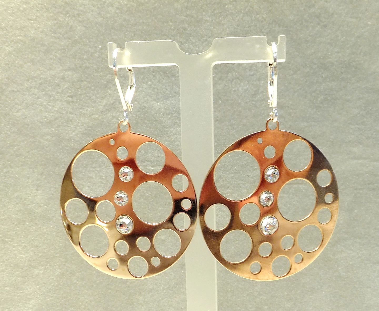 Rose gold round drop earrings