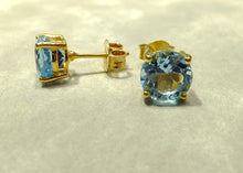 Load image into Gallery viewer, Blue topaz gemstone stud earrings
