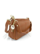 Load image into Gallery viewer, Side view of Tan leather bag
