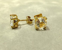 Load image into Gallery viewer, White topaz gemstone stud earrings
