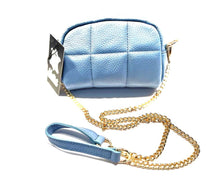Load image into Gallery viewer, Light Blue small quilted Italian leather Bag
