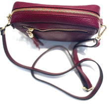 Load image into Gallery viewer, Top View of Ruby Red leather Bag
