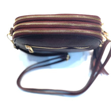 Load image into Gallery viewer, Top view of dark red leather bag
