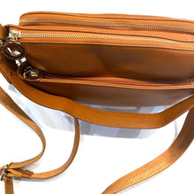 Load image into Gallery viewer, Top view of Italian tan leather bag
