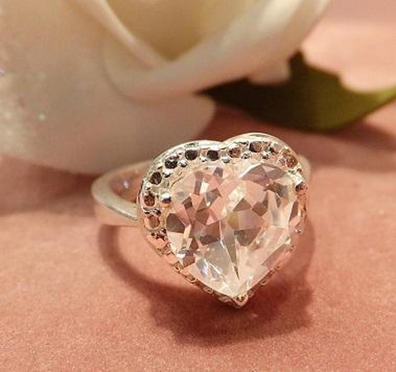 White topaz heart gemstone ring